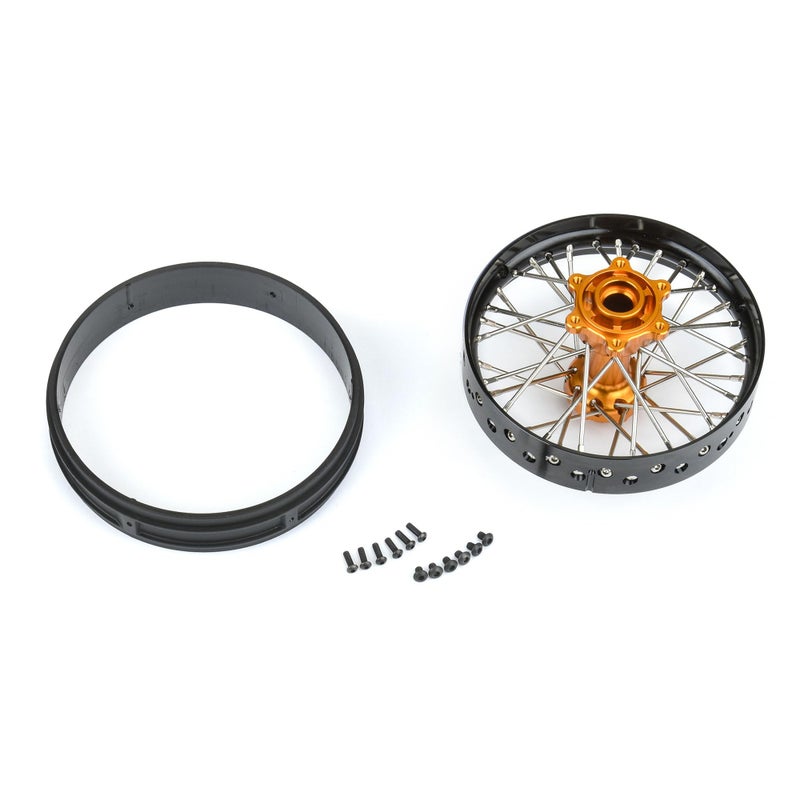 برو-لاين ريسينج عجلة خلفية Pro-Line Racing 1/4 Pro-Spec ألومنيوم V2 خرزية مجمعة باللون الأسود/الذهبي Pro Moto-MX PRO283700T3 - Image 4